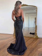 Hot Pink Mermaid Strapless Long Prom Dress with Beads