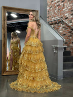 Princess A-Line Off-the-Shoulder Corset Prom Dress with Beautiful Lace Ruffles BM bride