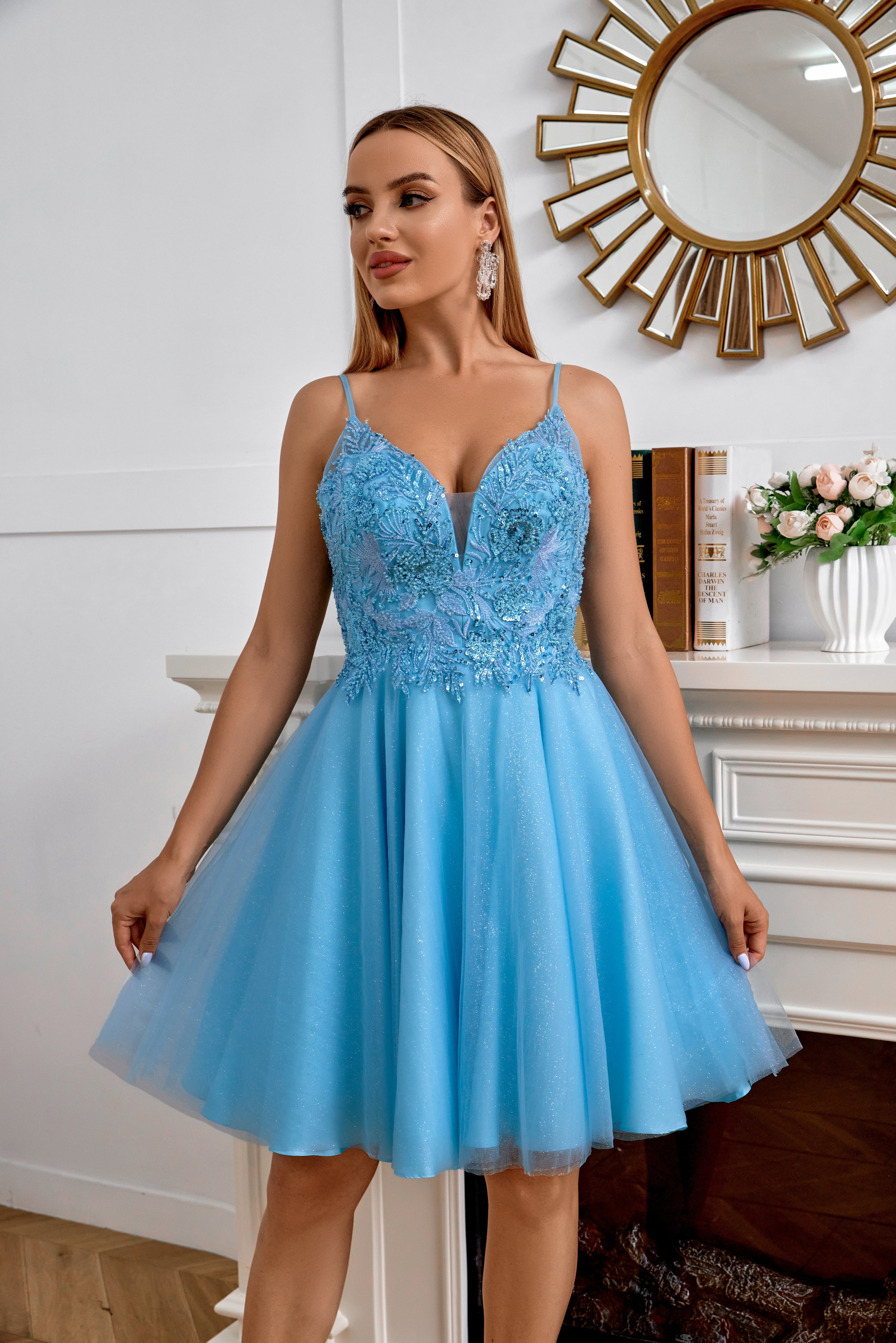 Chic Short Sheath Sequin Homecoming Dress BM bride