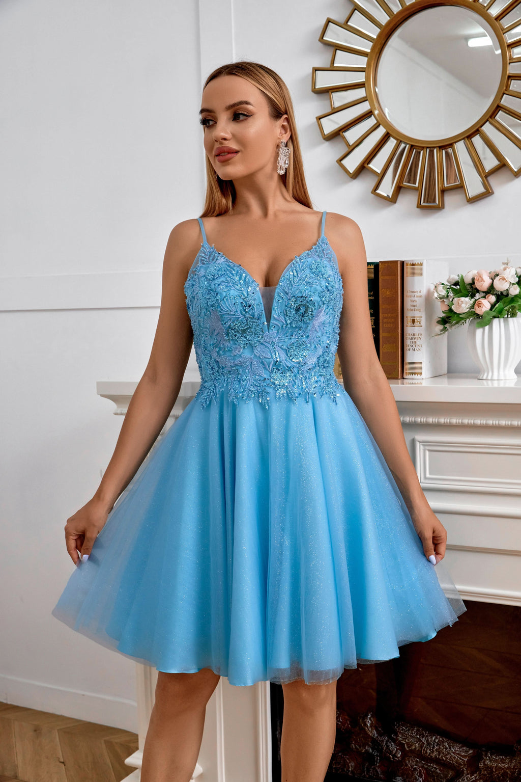 Chic Short Sheath Sequin Homecoming Dress BM bride