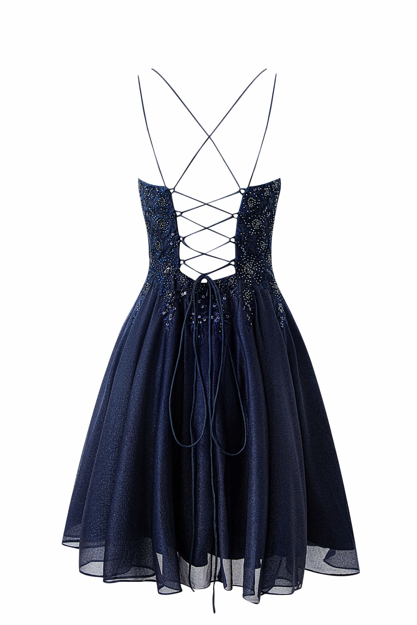 Evelyn Navy Blue | A-line Chiffon Short Homecoming Dress BM bride