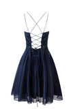 Evelyn Navy Blue | A-line Chiffon Short Homecoming Dress BM bride