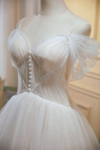 Sama |Ivory A-line V Neck Tulle Homecoming Dresses BM bride