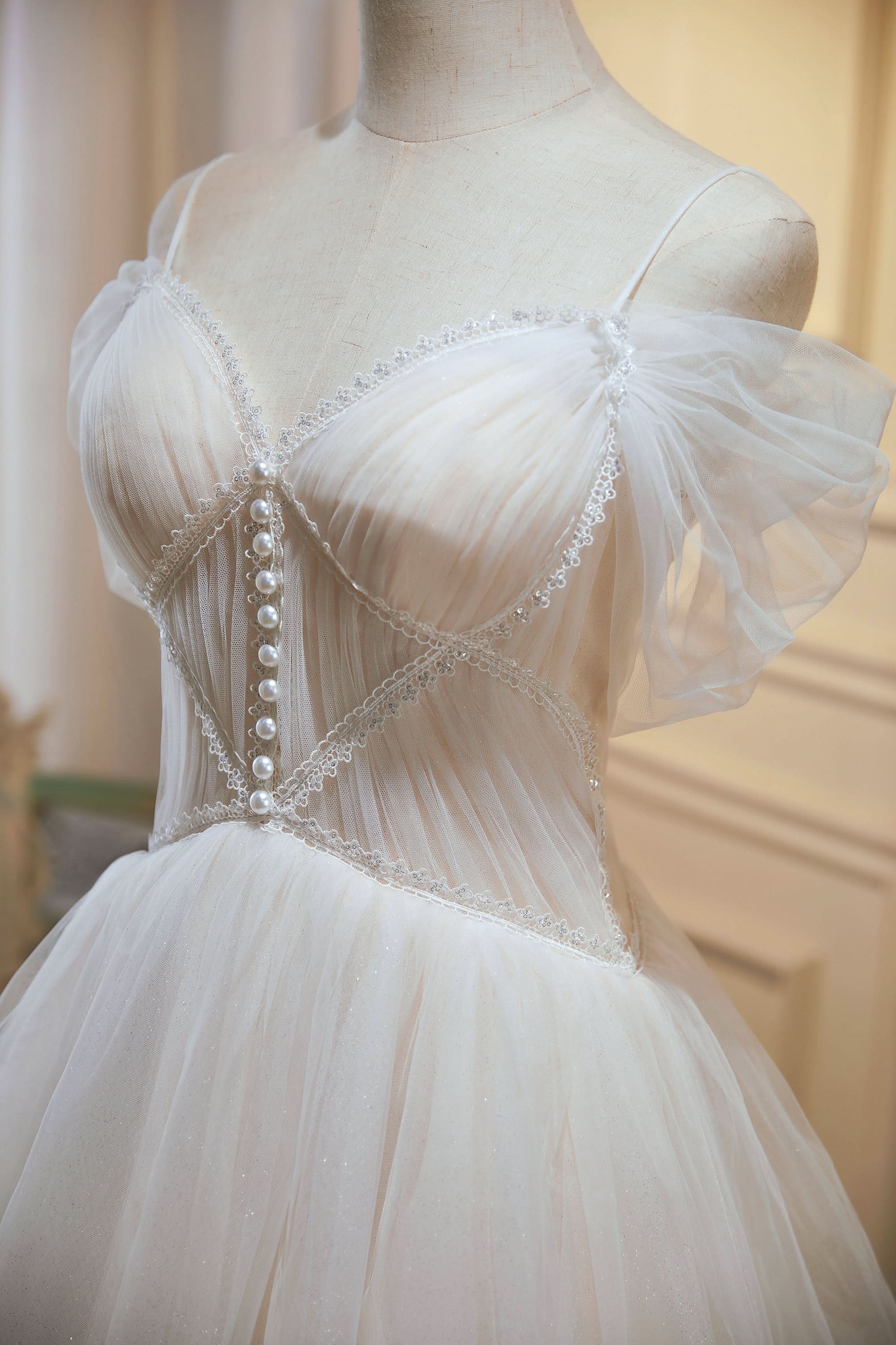 Sama |Ivory A-line V Neck Tulle Homecoming Dresses BM bride