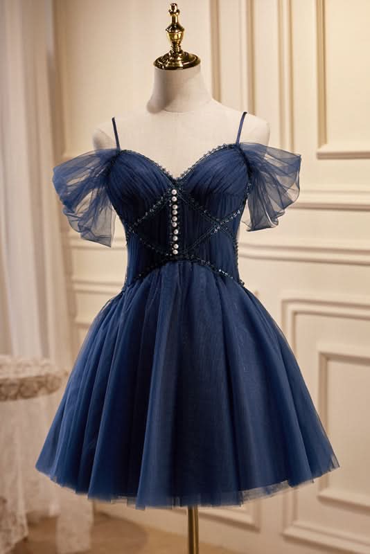 Chic A-Line V Neck Tulle Homecoming Dresses for a Graceful Look BM bride