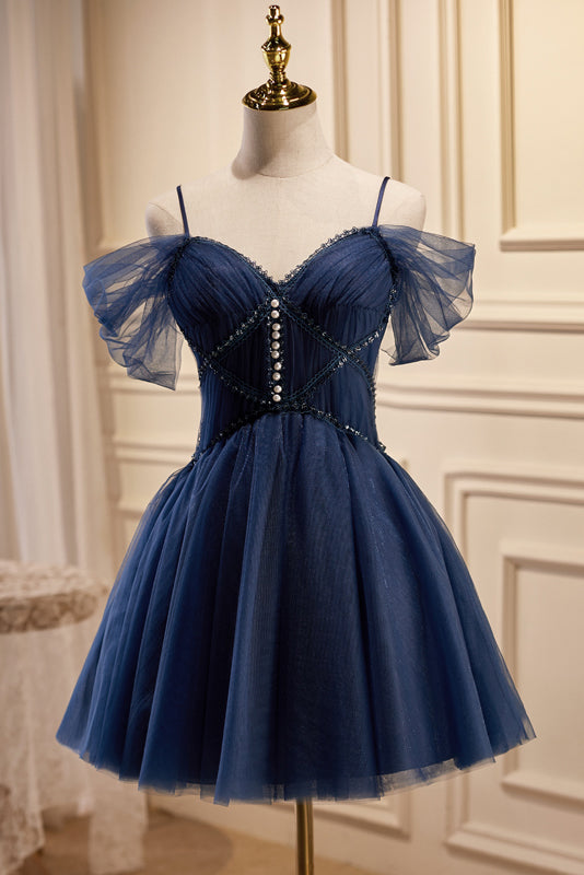 Chic A-Line V Neck Tulle Homecoming Dresses for a Graceful Look BM bride