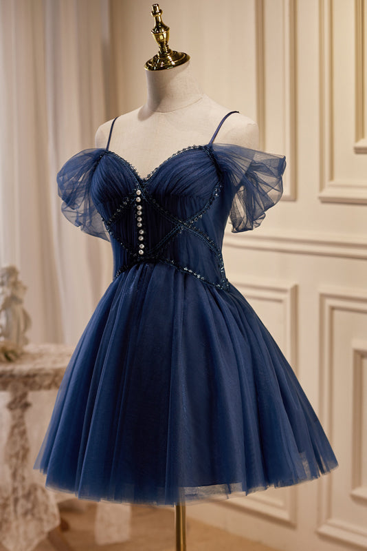 Chic A-Line V Neck Tulle Homecoming Dresses for a Graceful Look BM bride
