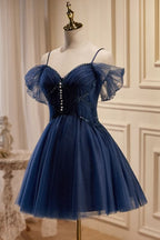 Chic A-Line V Neck Tulle Homecoming Dresses for a Graceful Look BM bride