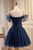 Chic A-Line V Neck Tulle Homecoming Dresses for a Graceful Look BM bride