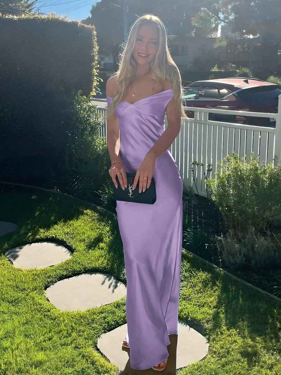 Aqua Mermaid Off The Shoulder Sheath Satin Long Prom Dress