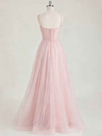 Light Pink Sweetheart Glitter Tulle Corset Prom Dress