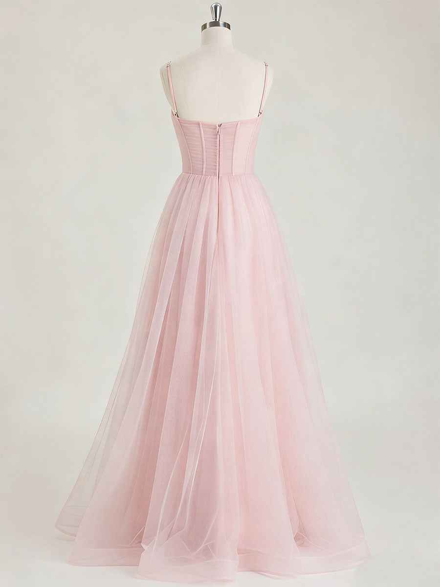 Light Pink Sweetheart Glitter Tulle Corset Prom Dress
