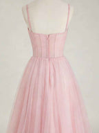 Light Pink Sweetheart Glitter Tulle Corset Prom Dress