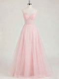 Light Pink Sweetheart Glitter Tulle Corset Prom Dress