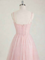 Light Pink Sweetheart Glitter Tulle Corset Prom Dress