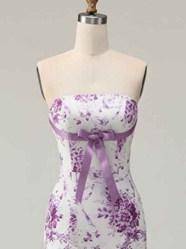 Pink Mermaid Flower Strapless Corset Tiered Tulle Long Prom Dress