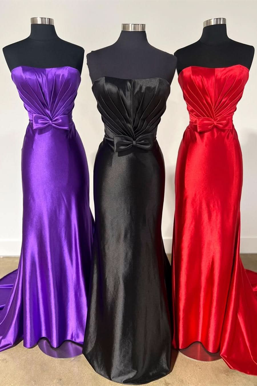 Alluring Red Strapless Bow Mermaid Long Prom Dress for a Glamorous Look BM bride