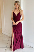Daring Red Sweetheart Satin Mermaid Long Prom Dress with Elegant Beading BM bride