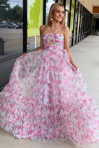 Dazzling Yellow Ruffle Straps 3D Flower Mermaid Long Prom Dress with Glamorous Touch BM bride