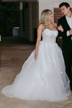 Lovely Aqua Blue Appliques Strapless A-Line Long Prom Dress BM bride
