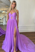 Eye-Catching Hot Pink Strapless Keyhole Pleated A-Line Prom Dress BM bride