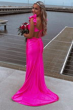 Beautiful Violet Flutter Sleeve Cutout Mermaid Fitted Gown BM bride