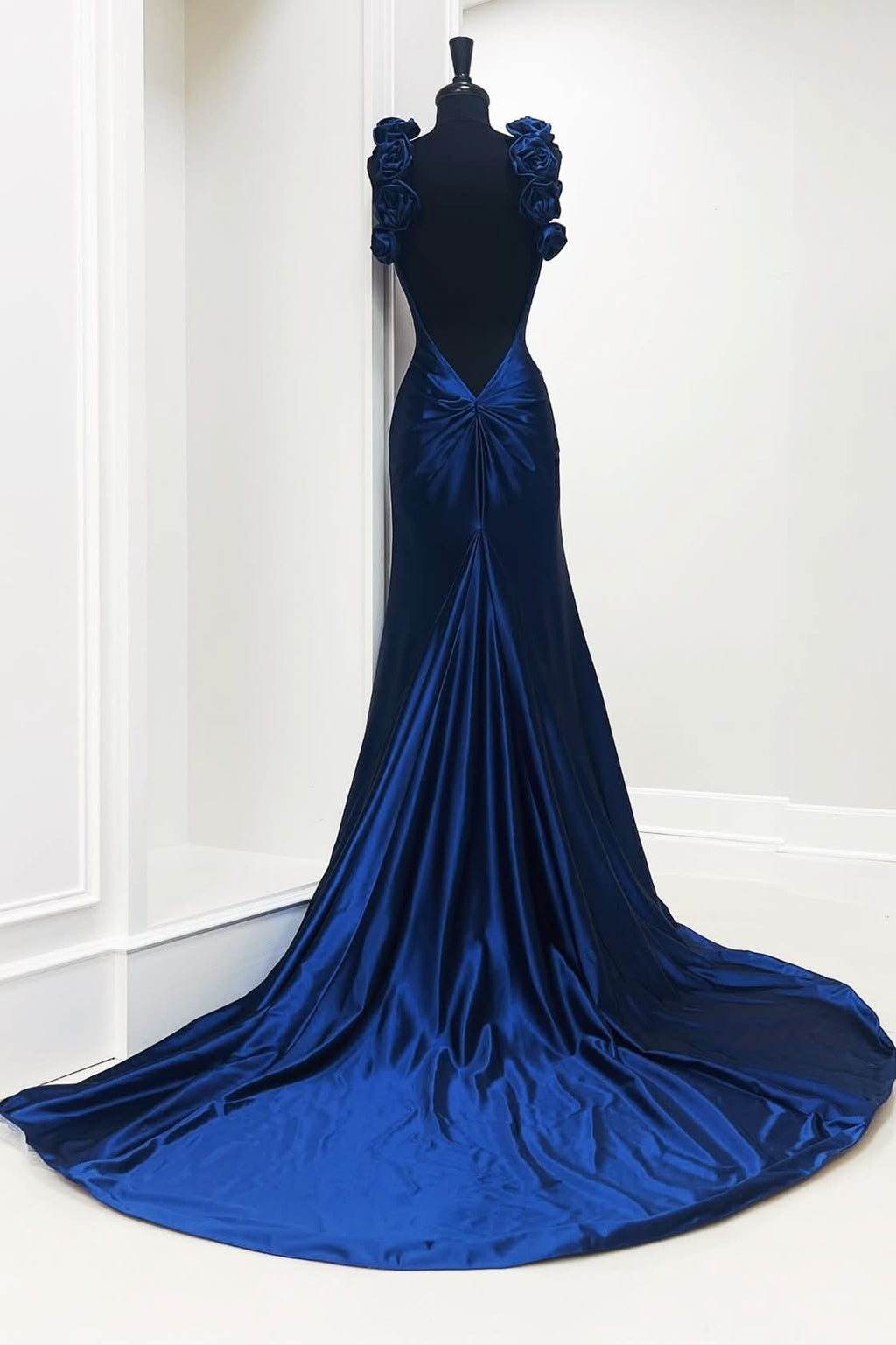 Alluring Rosette Plunge V Backless Mermaid Long Gown BM bride