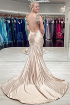 Alluring Rosette Plunge V Backless Mermaid Long Gown BM bride