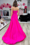 Elegant Strapless Ruched Maxi Dress with Attached Train BM bride