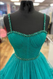 Charming Tiered Ruffle Sweetheart Beaded Long Prom Dress BM bride
