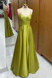 Charming Olive Green Corset Lace-Up A-Line Long Formal Dress BM bride