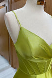 Charming Olive Green Corset Lace-Up A-Line Long Formal Dress BM bride