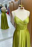 Charming Olive Green Corset Lace-Up A-Line Long Formal Dress BM bride