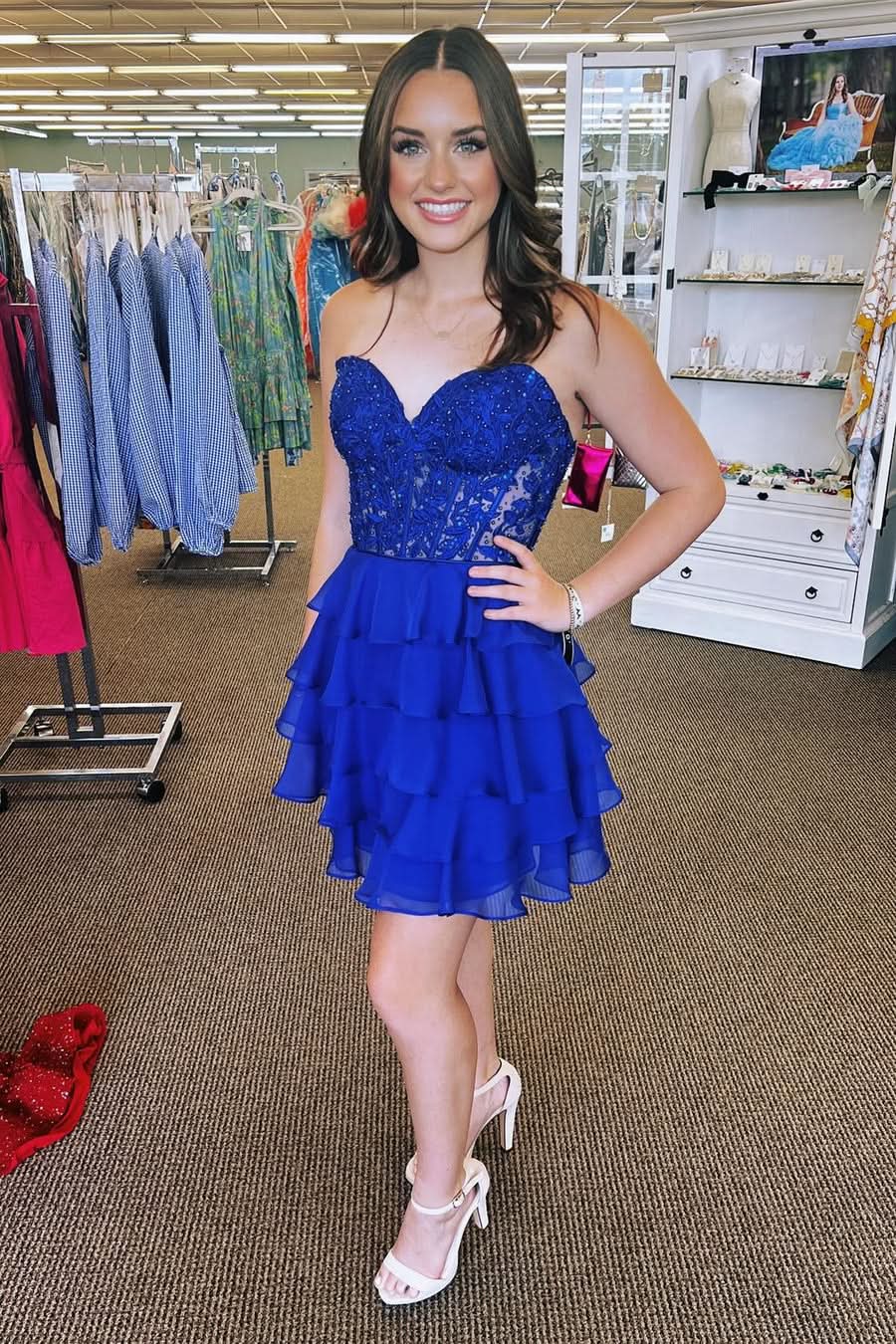 Elegant V-Neck Feathered Sequins Sheath Homecoming Dress BM bride