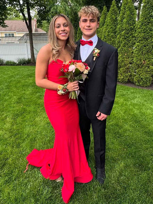 Mermaid Strapless Ruched Mermaid Long Prom Dress BMBRIDE