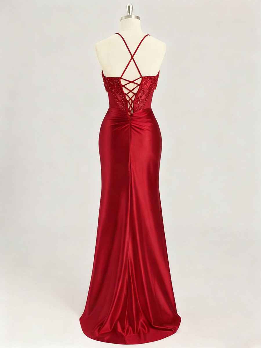 Mermaid Sweetheart Long Prom Dresses with Beading