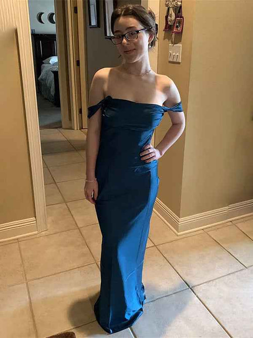 Yellow Off the Shoulder Sheath Long Party Maxi Dress BMBRIDE