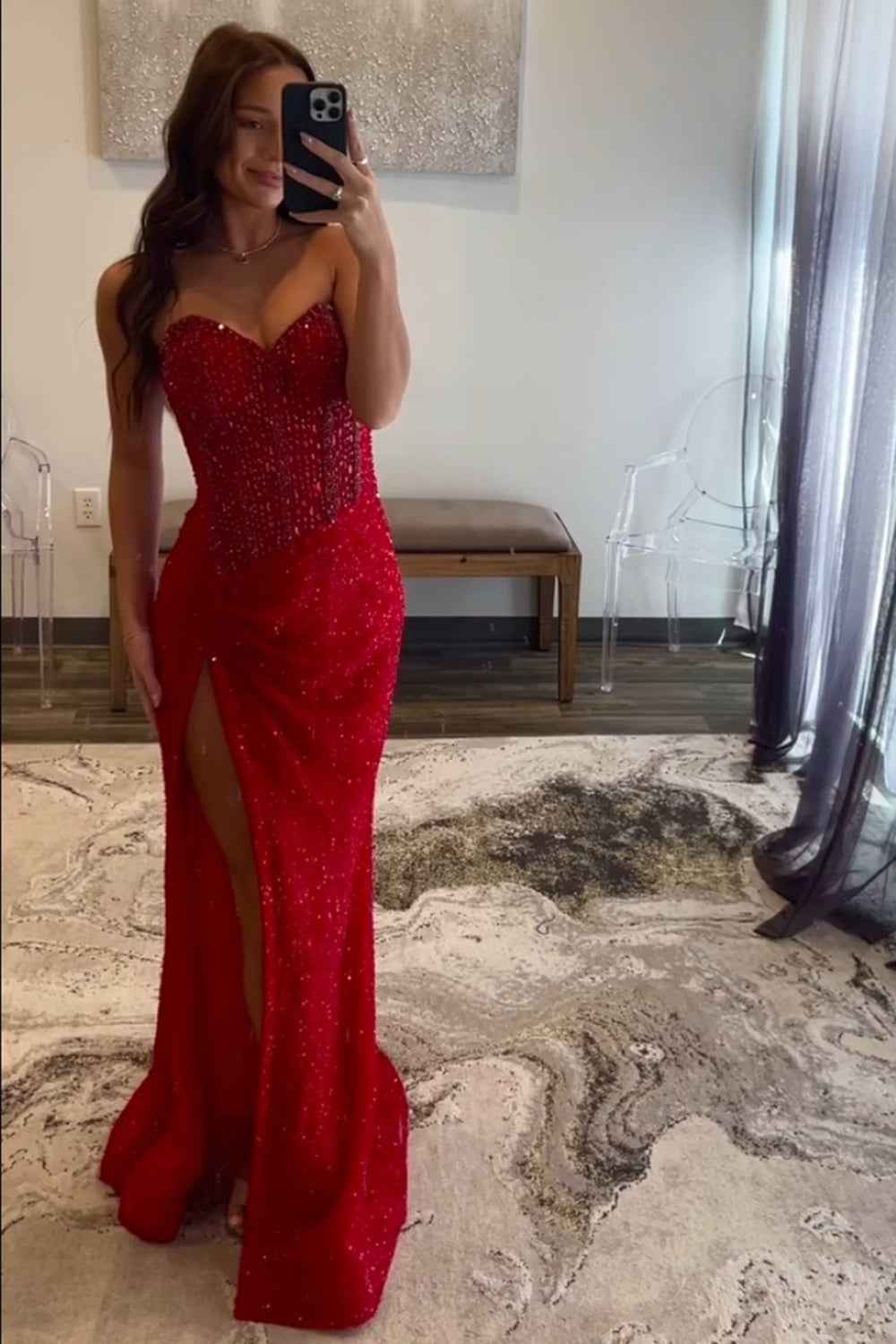 Sparkly Blue Sweetheart Sequins Bodycon Long Corset Prom Dress with Beading