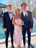 Pink Mermaid Strapless Short Prom Dress with Slit
