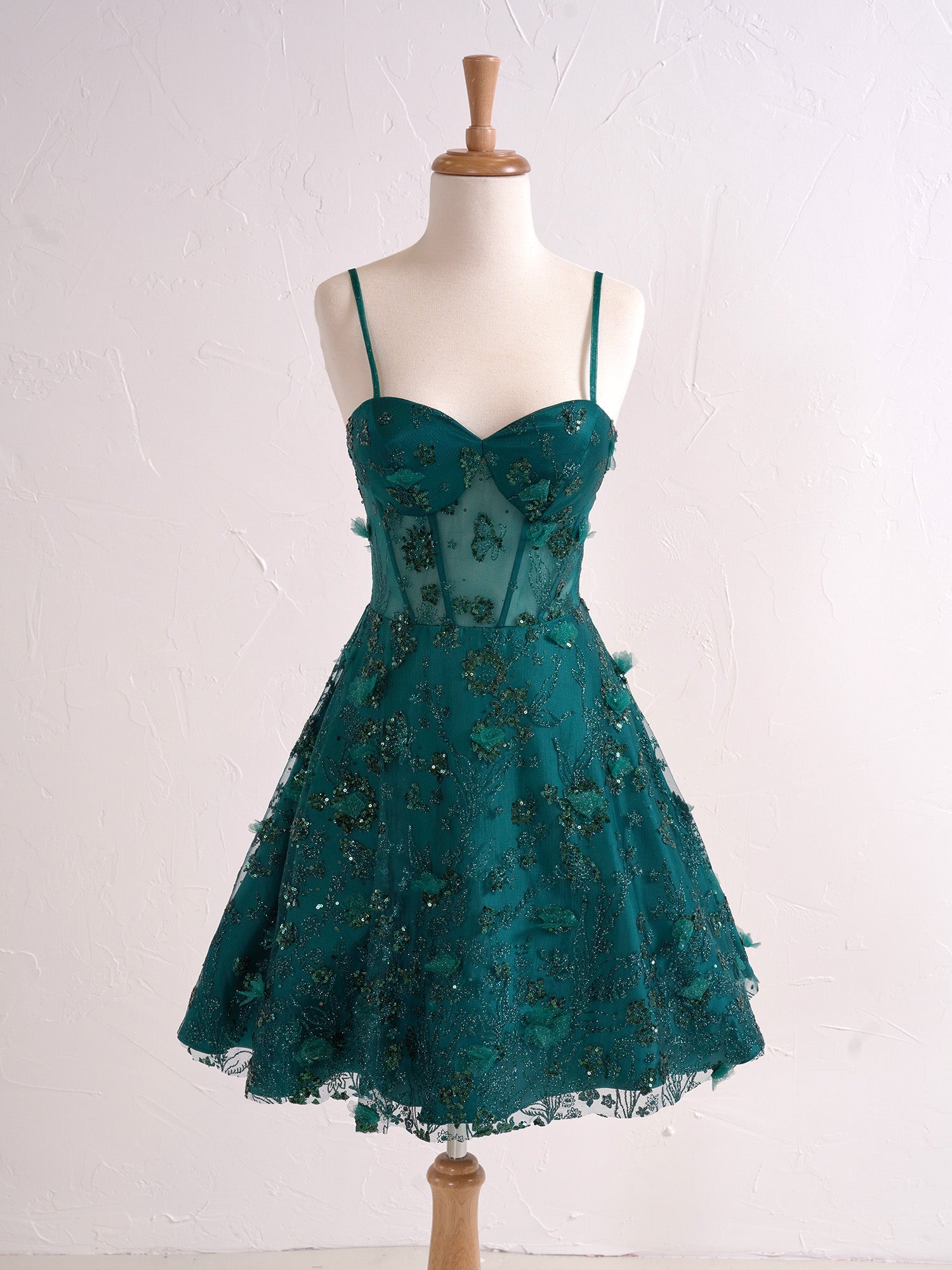 Strapless Sweetheart Short Cocktail Dress with Lavender Floral Embroidery BM bride