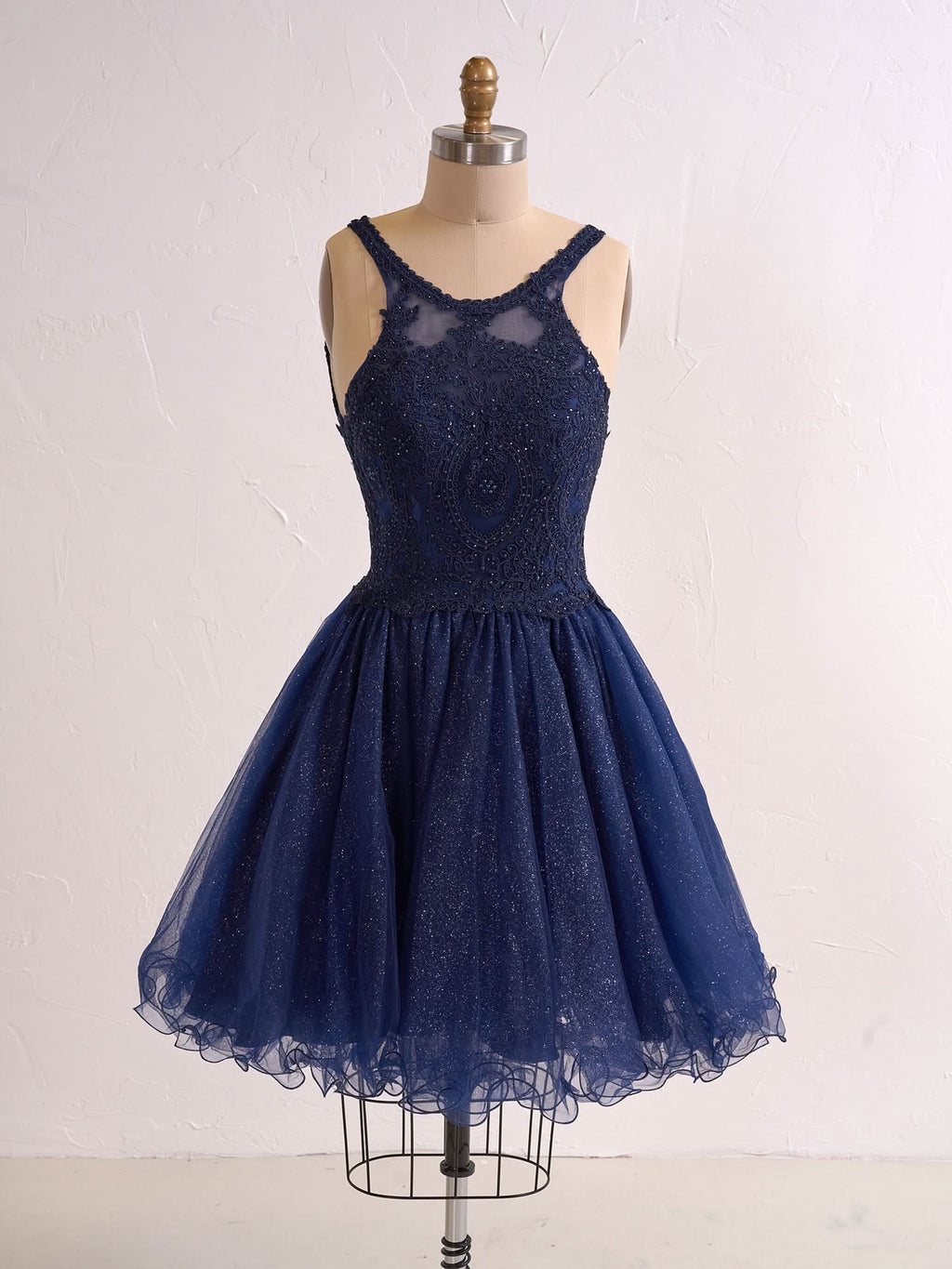Embellished Embroidery Tulle Short Cocktail Dress BM bride