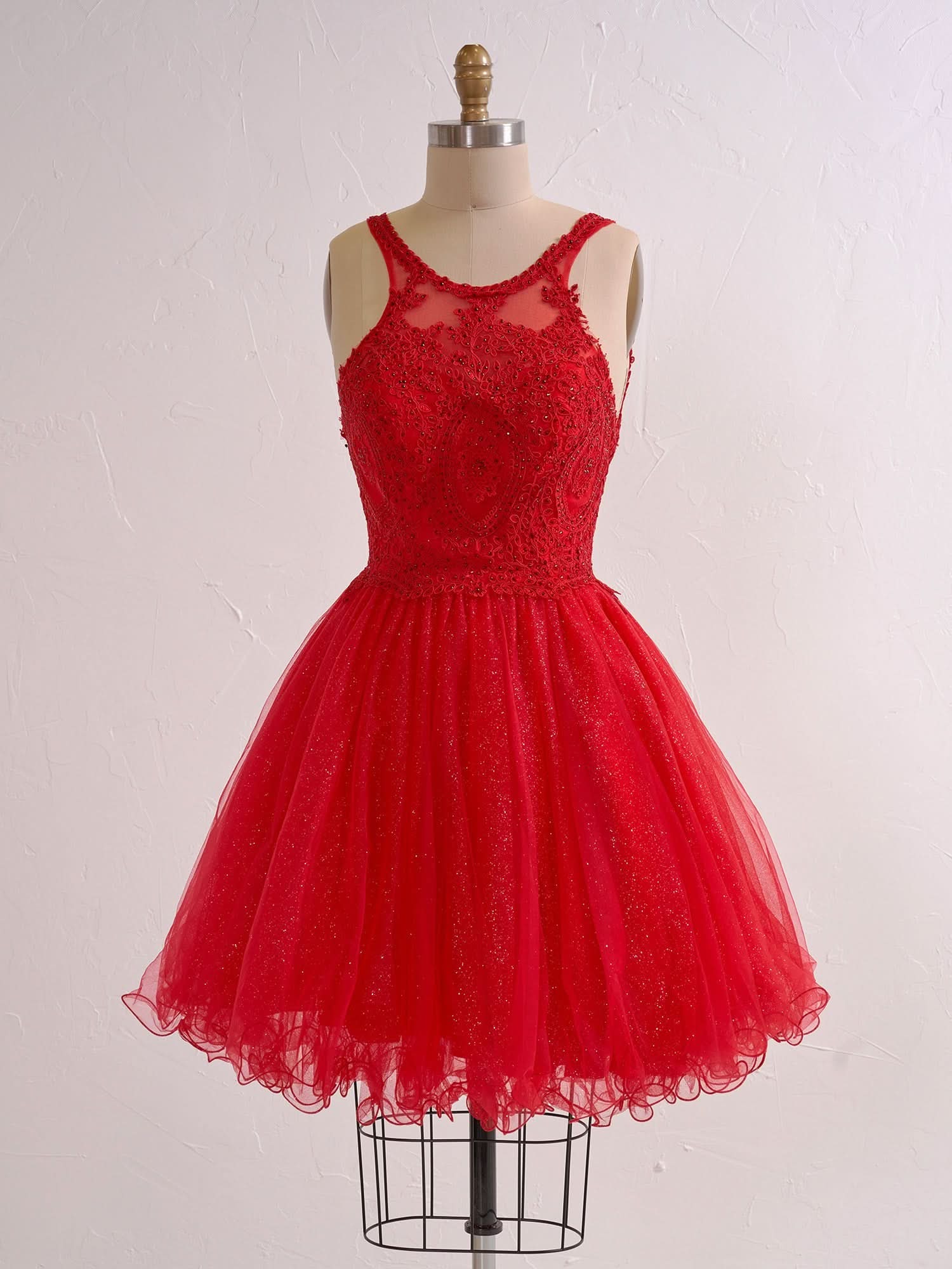 Embellished Embroidery Tulle Short Cocktail Dress BM bride