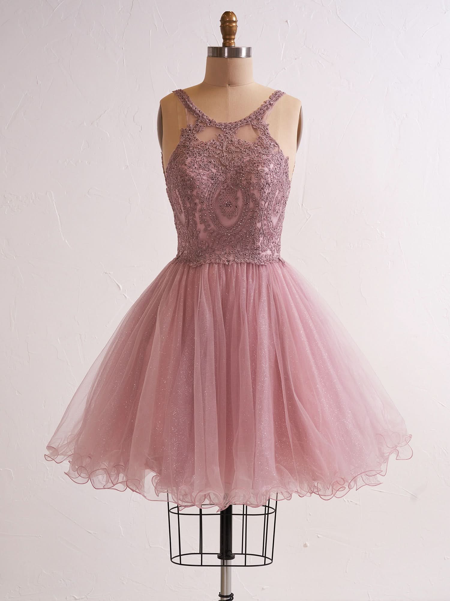 Embellished Embroidery Tulle Short Cocktail Dress BM bride