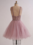 Embellished Embroidery Tulle Short Cocktail Dress BM bride