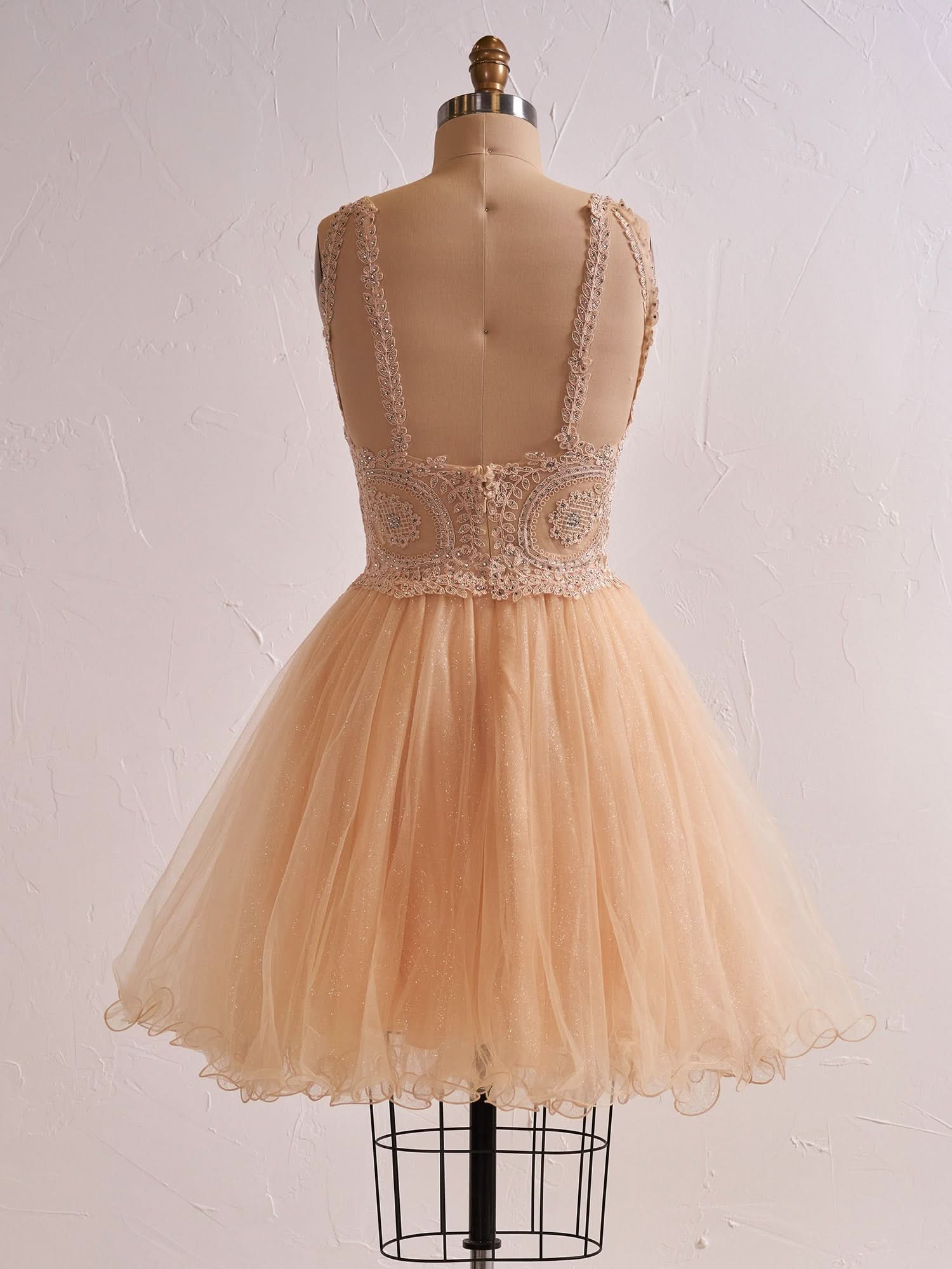 Embellished Embroidery Tulle Short Cocktail Dress BM bride