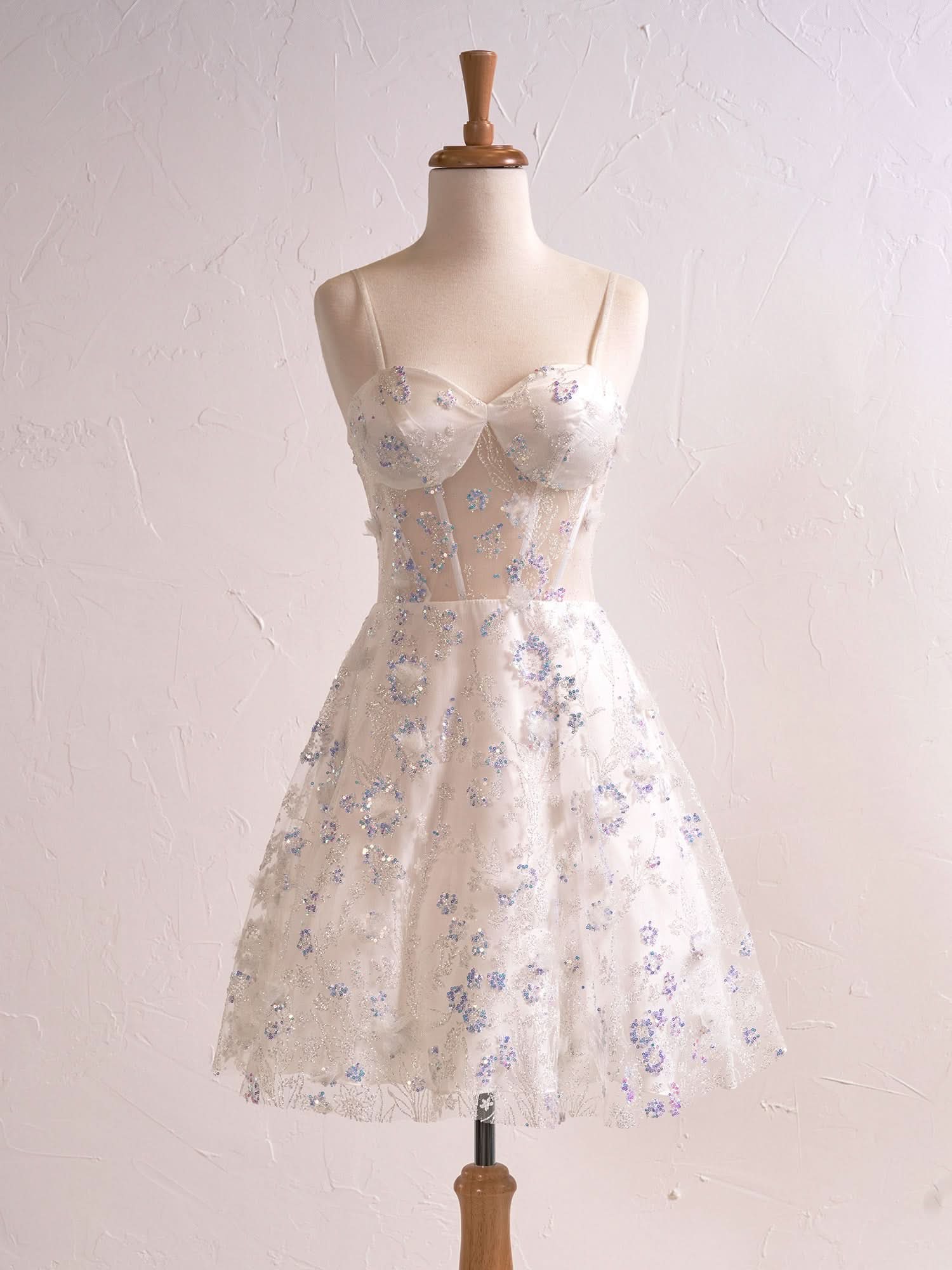 Strapless Sweetheart Short Cocktail Dress with Lavender Floral Embroidery BM bride