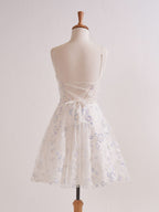 Strapless Sweetheart Short Cocktail Dress with Lavender Floral Embroidery BM bride
