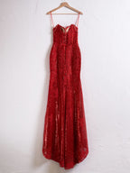 Elegant Mermaid Spaghetti Straps Appliques Prom Dress with Slit BM bride