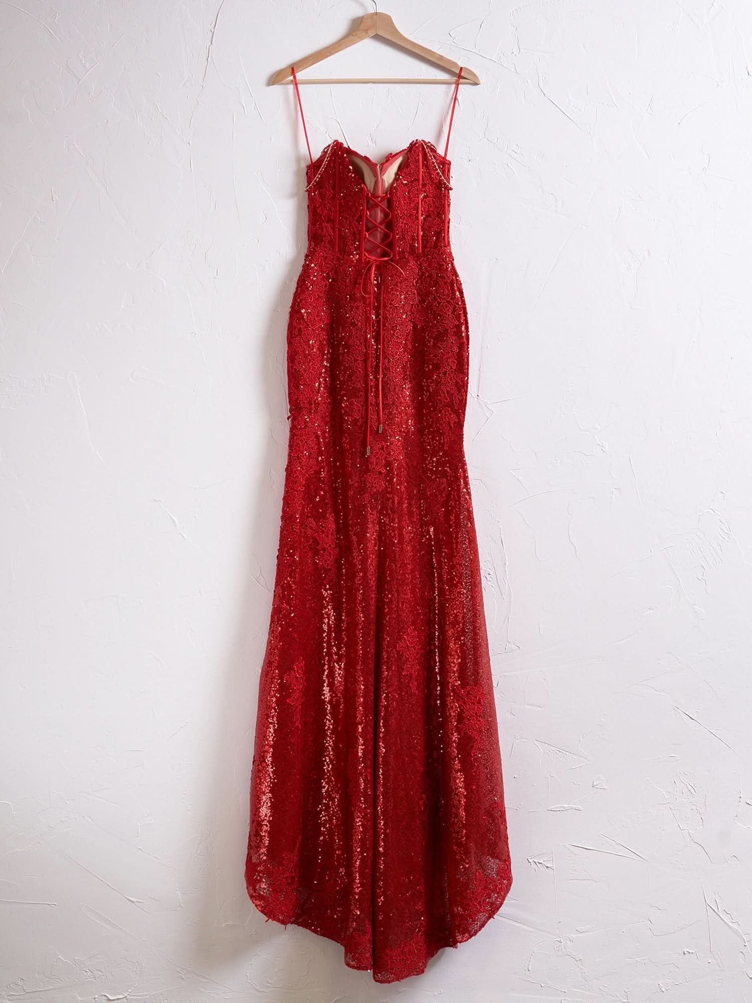 Elegant Mermaid Spaghetti Straps Appliques Prom Dress with Slit BM bride