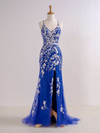 Chic Mermaid Spaghetti Straps Lace Prom Dress for an Elegant Evening Look BM bride